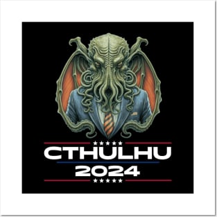 Cthulhu For President USA 2024 Election #2 (Green Cthulhu) Posters and Art